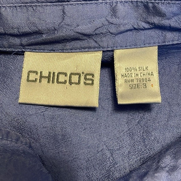 Chico’s Women’s Blue Silk 3/4 Sleeve Blouse Size 16 (Chico’s 3) - Picture 7 of 8